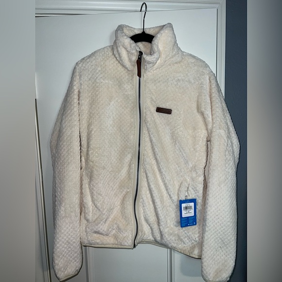 Columbia Fire Side ll Sherpa long full zip size L NWT off white color - Picture 1 of 5